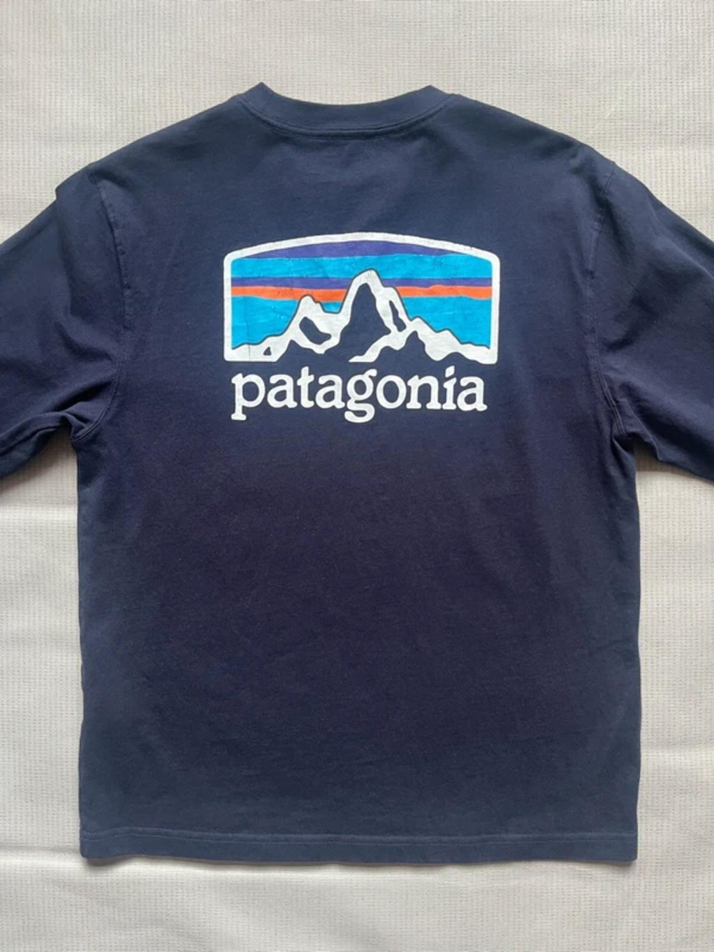 Patagonia Men's Fitz Roy Horizons Long Sleeve Responsibili-Tee - Navy Blue, Medium