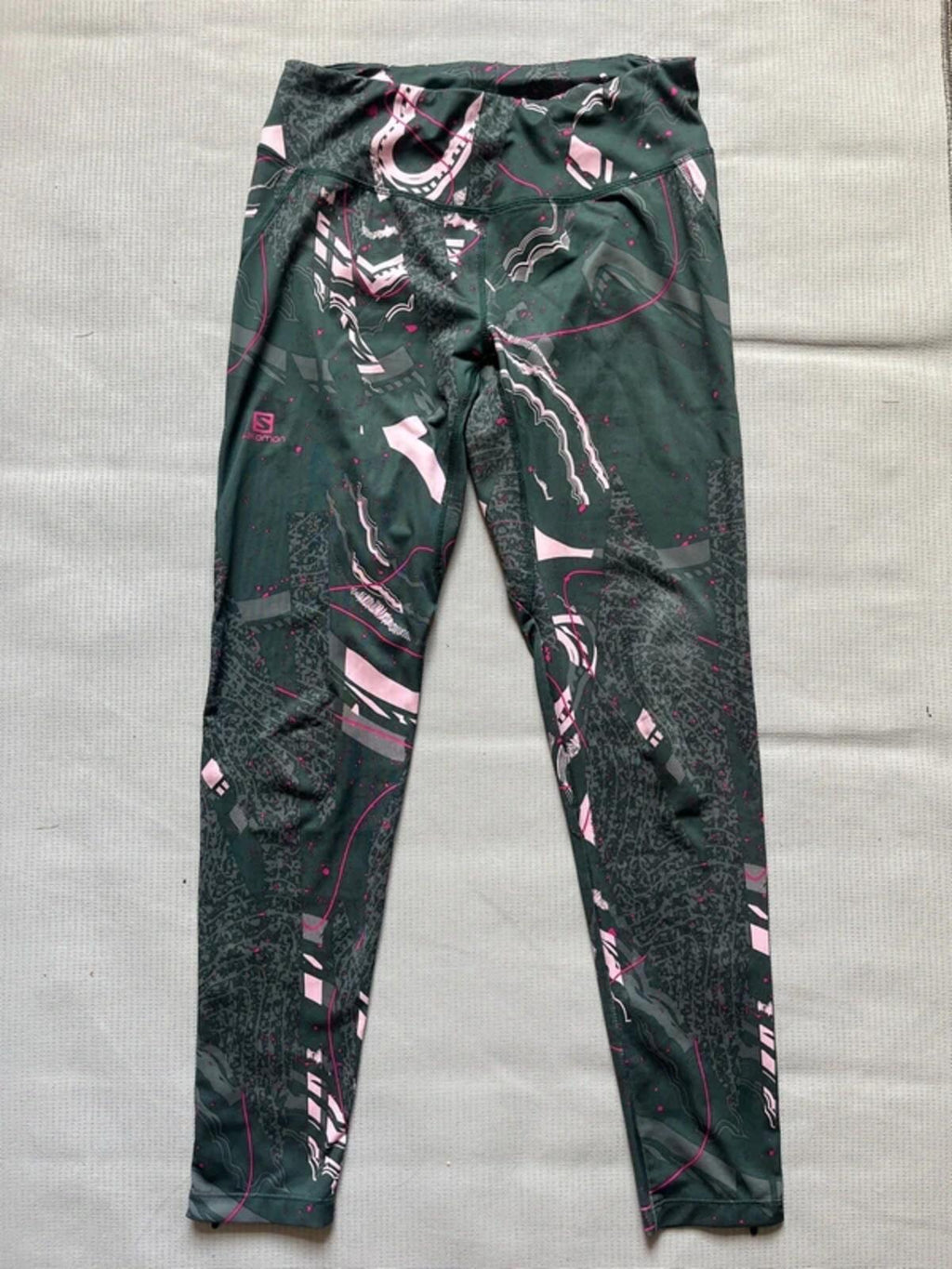Salomon Women's Agile Long Tights - Green/White, Size Small