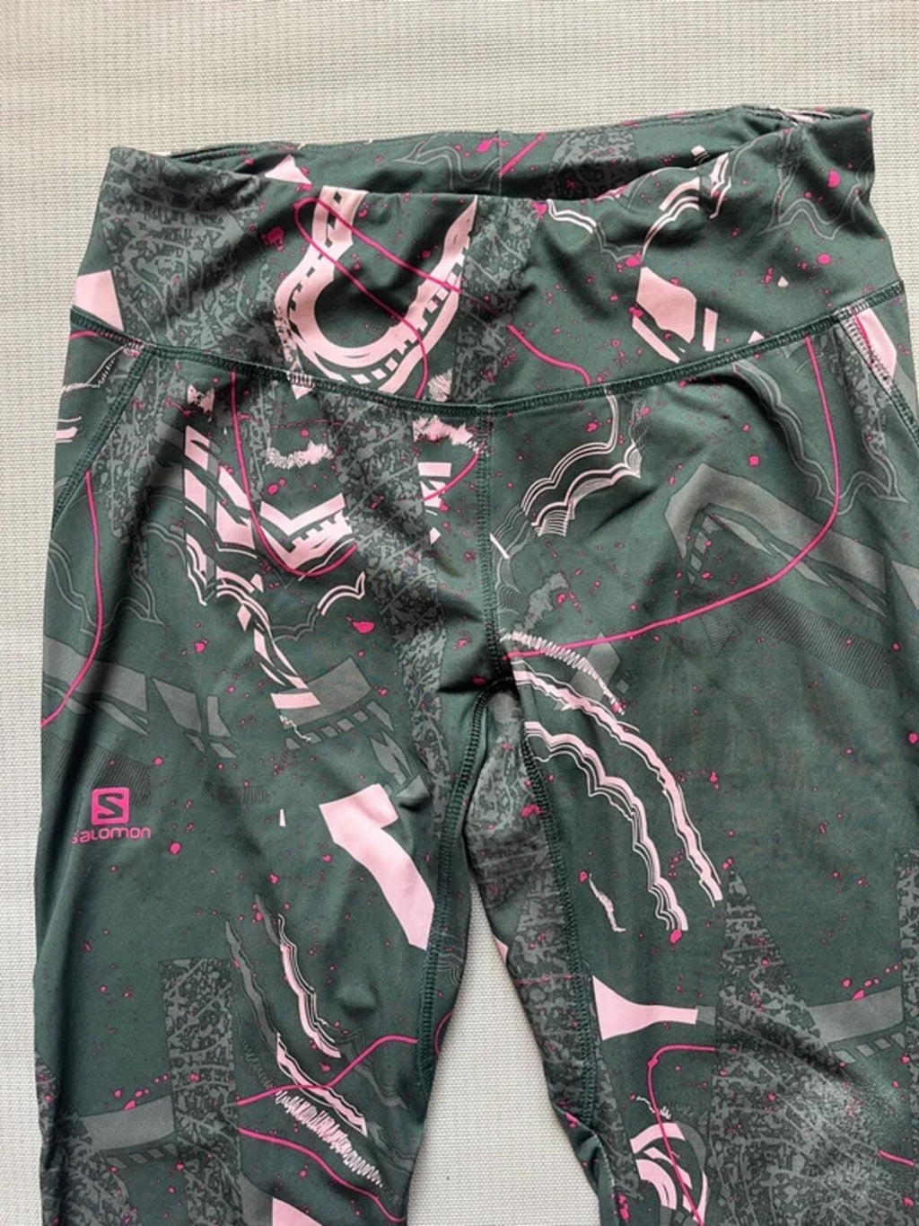 Salomon Women's Agile Long Tights - Green/White, Size Small